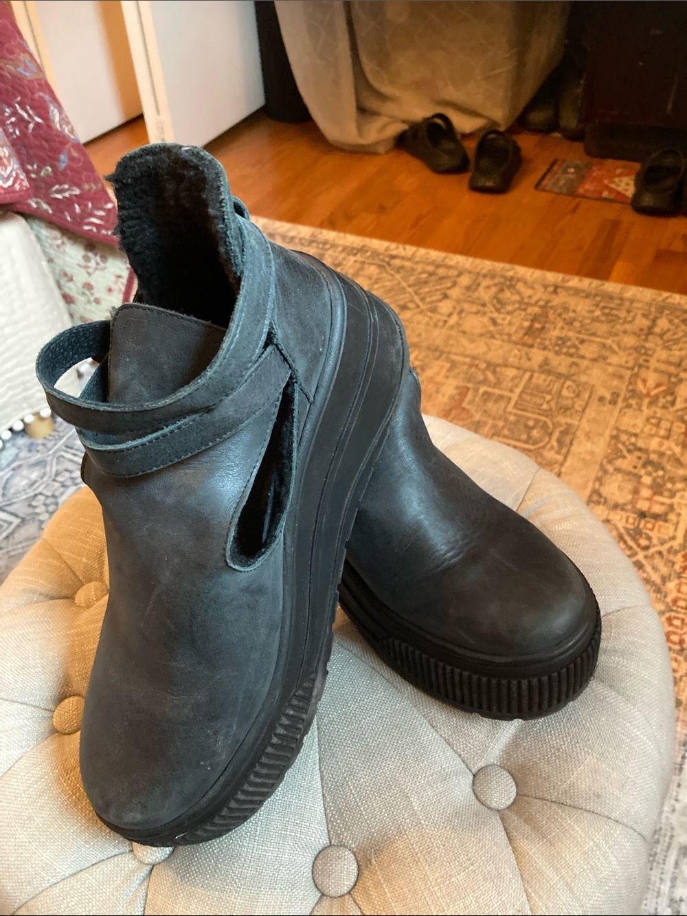 Free People Black Platform Ankle Boots